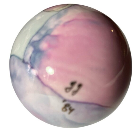 Frederick Frances Hand Painted Abstract Christmas Ornament 1984 Signed 3" - Picture 5 of 5